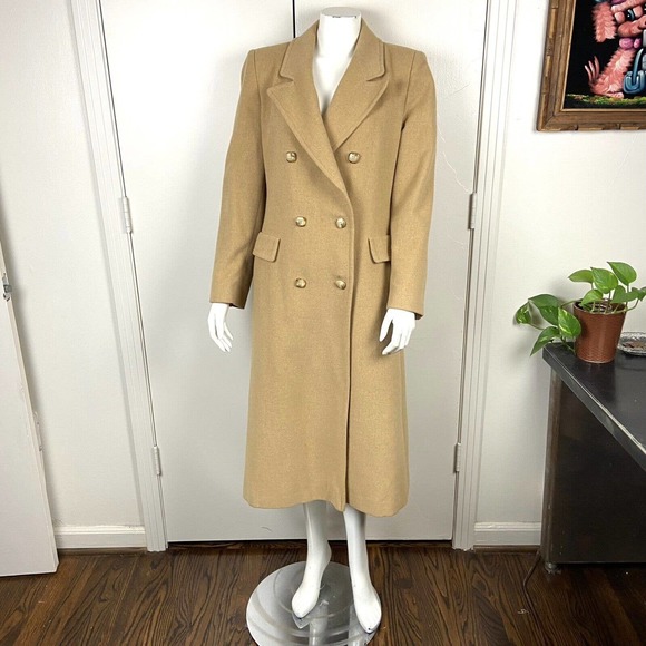 FLEURETTE Jackets & Blazers - Vintage Womens M Fleurette 100% Camel Hair Double Breasted midi trench Over Coat